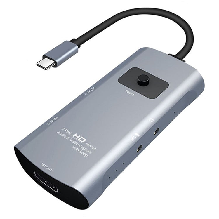 Z54A HDMI Output + 2 HDMI Input + Microphone + Audio to Type-C HD Video Audio Capture Switcher with Loop
