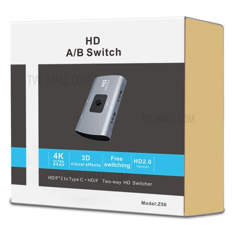 Z56 Dual HDMI Female to Type-C + HDMI Female Audio Video Two-way 4K HD Switcher