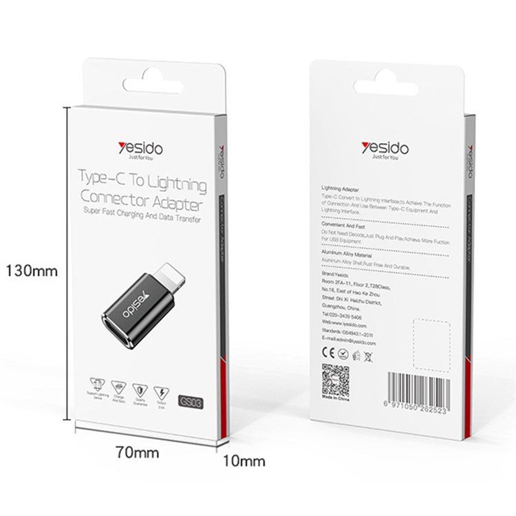 YESIDO GS03 Type-C to iP OTG Fast Charging Data Transmission Connector Adapter