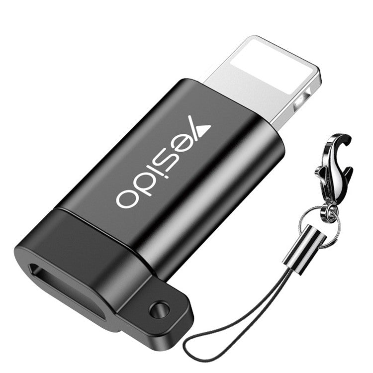 YESIDO GS05 Mini Lightning Male to Micro USB Female OTG Connector Adapter with Keychain - Black