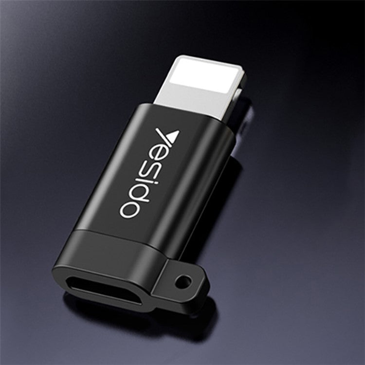 YESIDO GS05 Mini Lightning Male to Micro USB Female OTG Connector Adapter with Keychain - Black