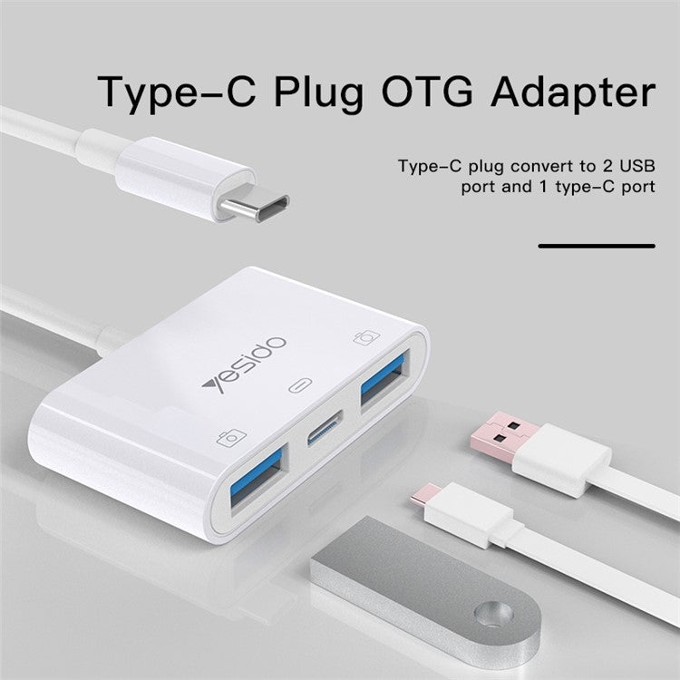 YESIDO GS17 Type-C to USB Converter with PD Fast Charging Port USB 3.0 OTG Adapter for U-Disk Mouse Keyboard