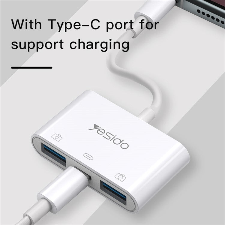 YESIDO GS17 Type-C to USB Converter with PD Fast Charging Port USB 3.0 OTG Adapter for U-Disk Mouse Keyboard