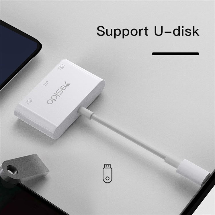 YESIDO GS17 Type-C to USB Converter with PD Fast Charging Port USB 3.0 OTG Adapter for U-Disk Mouse Keyboard