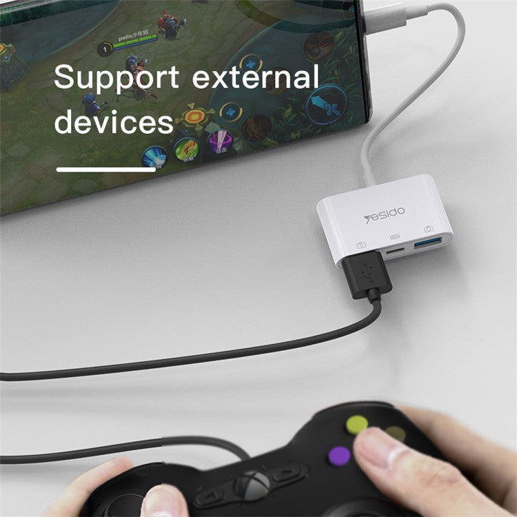 YESIDO GS17 Type-C to USB Converter with PD Fast Charging Port USB 3.0 OTG Adapter for U-Disk Mouse Keyboard