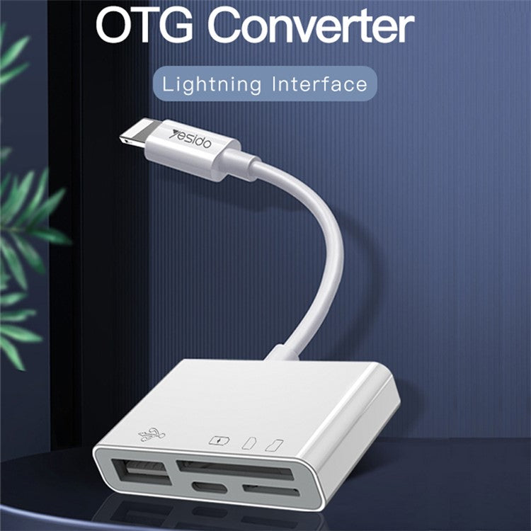 YESIDO GS12 4 in 1 Lightning to USB Camera Adapter SD/TF Card Reader Kit for iPhone iPad OTG Cable