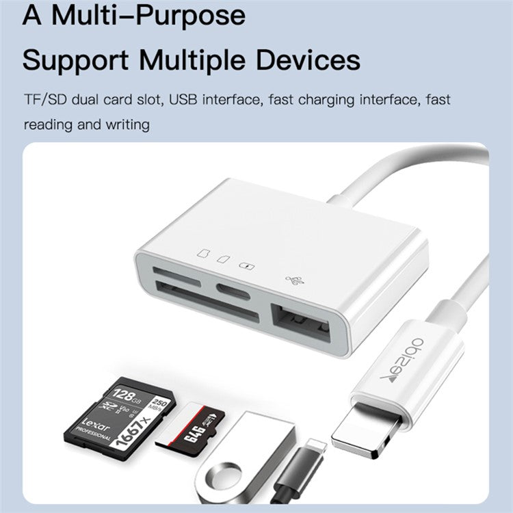 YESIDO GS12 4 in 1 Lightning to USB Camera Adapter SD/TF Card Reader Kit for iPhone iPad OTG Cable