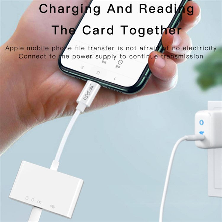 YESIDO GS12 4 in 1 Lightning to USB Camera Adapter SD/TF Card Reader Kit for iPhone iPad OTG Cable