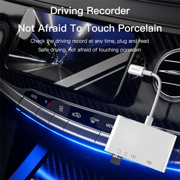 YESIDO GS12 4 in 1 Lightning to USB Camera Adapter SD/TF Card Reader Kit for iPhone iPad OTG Cable