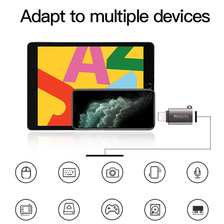 YESIDO GS14 Portable USB 3.0 Female to Lightning Male OTG Adapter for iPhone 12 11 Pro Xs Max XR X 8 7 6
