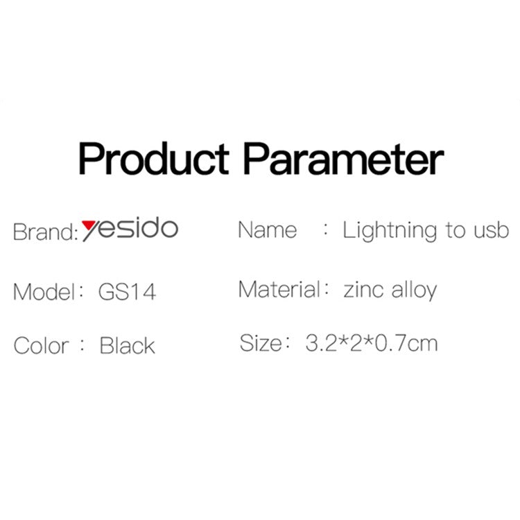 YESIDO GS14 Portable USB 3.0 Female to Lightning Male OTG Adapter for iPhone 12 11 Pro Xs Max XR X 8 7 6