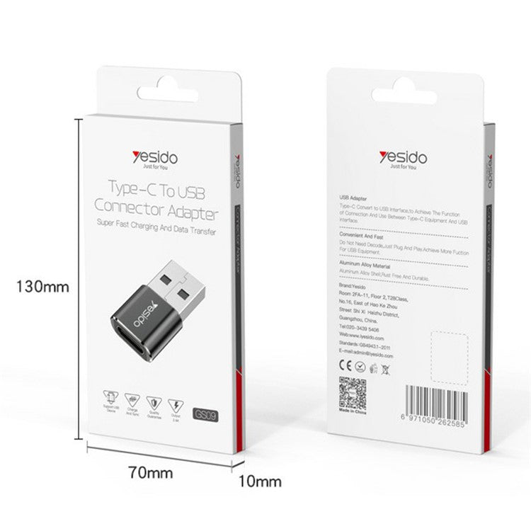 YESIDO GS09 USB Male to Type C Female Adapter OTG Connector Converter for MacBook Samsung