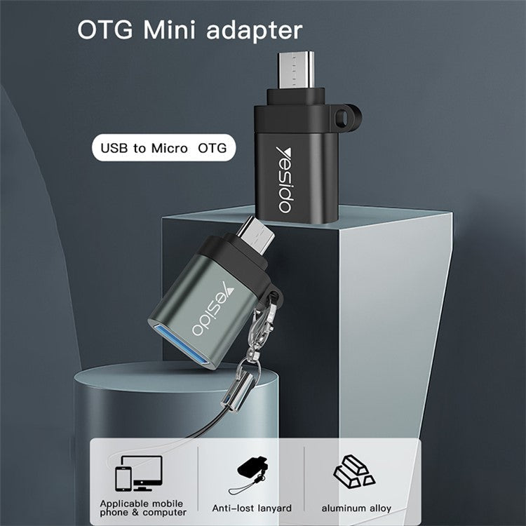YESIDO GS07 Portable Micro USB to USB OTG Adapter with Keychain for Android Phone Tablet