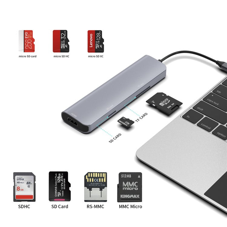 YSTC9048 9 in 1 Multi-port USB C Hub Portable High-speed Data Sync Converter USB C to USB3.0 TF SD Adapter Support HDMI VGA