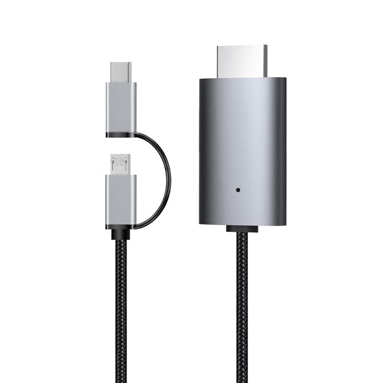 LD39 Micro USB + Type-C to HDMI-Compatible Cable HDTV TV Digital AV Adapter Cable 1080P for Android Phone