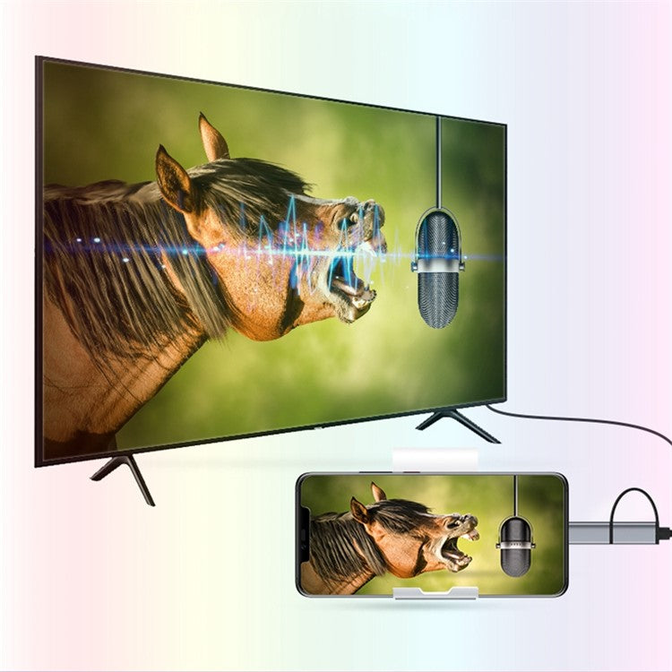 LD39 Micro USB + Type-C to HDMI-Compatible Cable HDTV TV Digital AV Adapter Cable 1080P for Android Phone