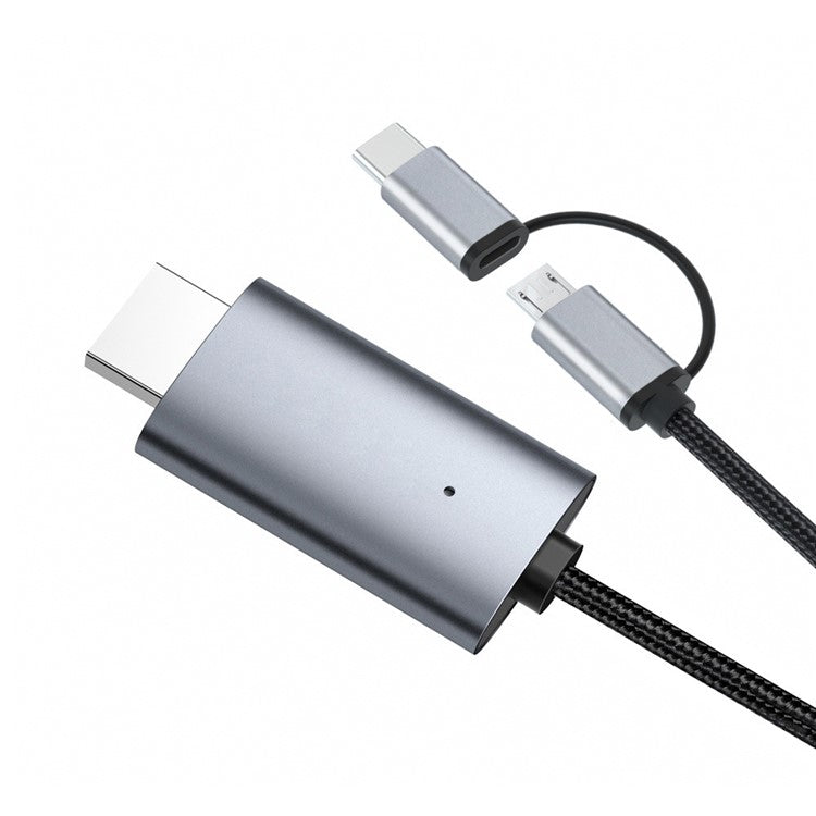 LD39 Micro USB + Type-C to HDMI-Compatible Cable HDTV TV Digital AV Adapter Cable 1080P for Android Phone