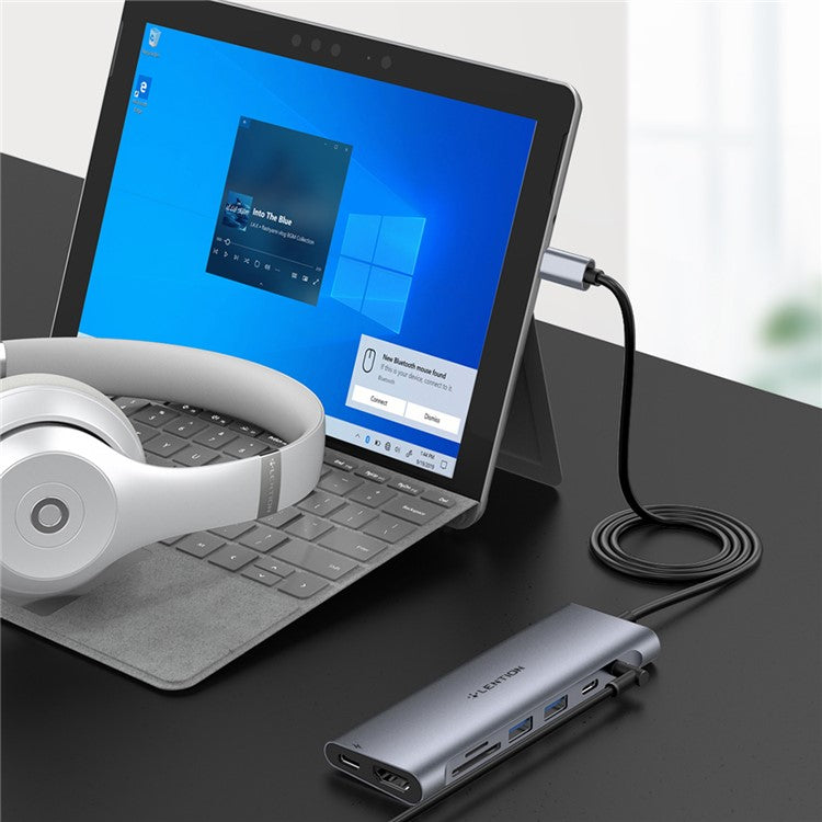 LENTION C37 HACR-1M USB-C Hub Adapter Multi-port Docking Station Type-C Converter Compatible with macOS, Windows, Vista, Linux Systems - Grey