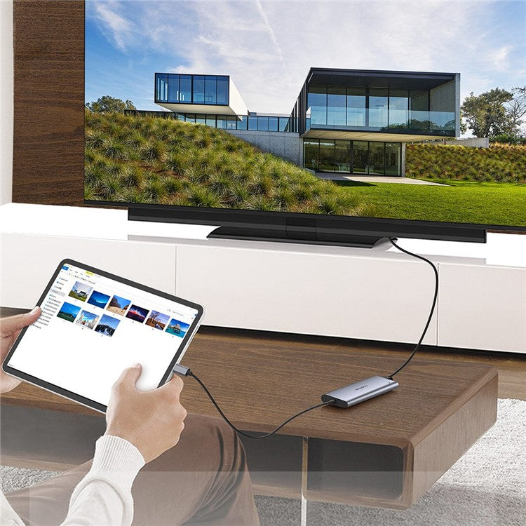 LENTION C37 HACR-1M USB-C Hub Adapter Multi-port Docking Station Type-C Converter Compatible with macOS, Windows, Vista, Linux Systems - Grey