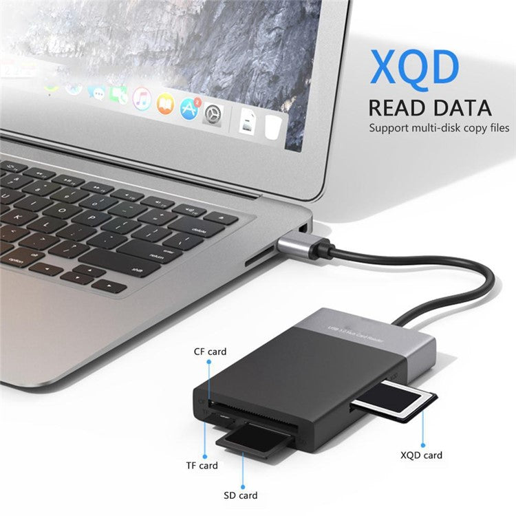 USB Hub Fast Speed USB 3.0 Splitter Adapter Cable Multifunction 6-in-1 Card Reader USB Converter Support XQD / SD / TF / CF Card