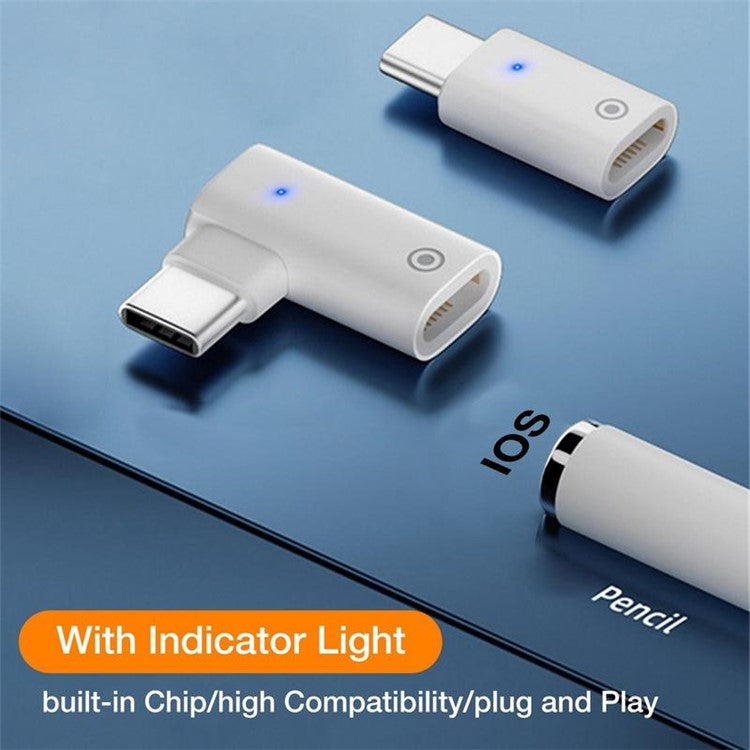 For Apple Pencil 1st Generation Portable Charging Adapter Mini Converter with Indicator - 8 Pin Female to Female / Straight