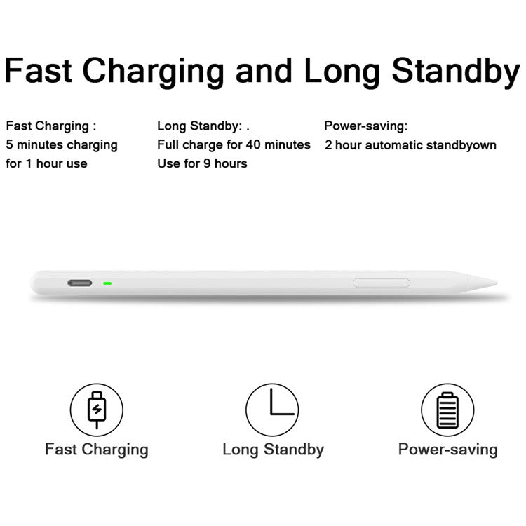 JD56 Active Stylus Pen for iPad Tablets Writing Drawing Rechargeable Stylus Magnetic Design Fine Point Pencil