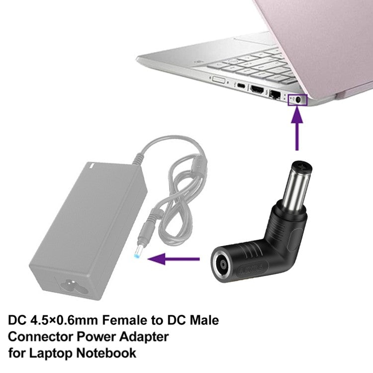 DC Power Adapter Plug 4.5x0.6mm Female to 6.0x3.7mm Male Converter DC 240W Connector for Laptop Computer