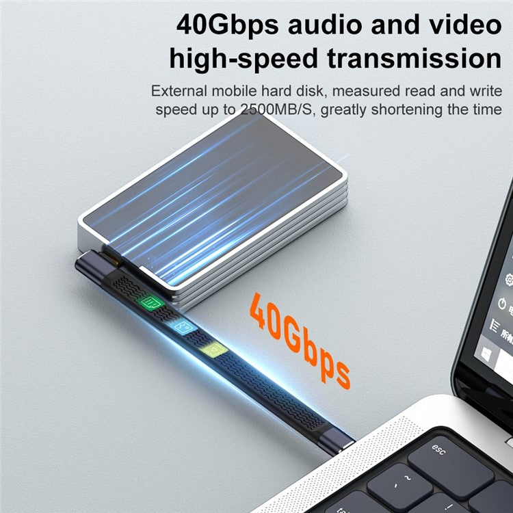 240W Fast Charging USB Type-C Male to Female Elbow FPC Soft Wire 40Gbps Data Cable