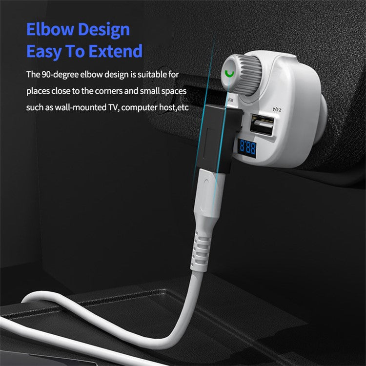 ENKAY HAT PRINCE 2Pcs 90 Degree USB 3.0 Male to Type-C Female Converter Right Angle Mini Adapter