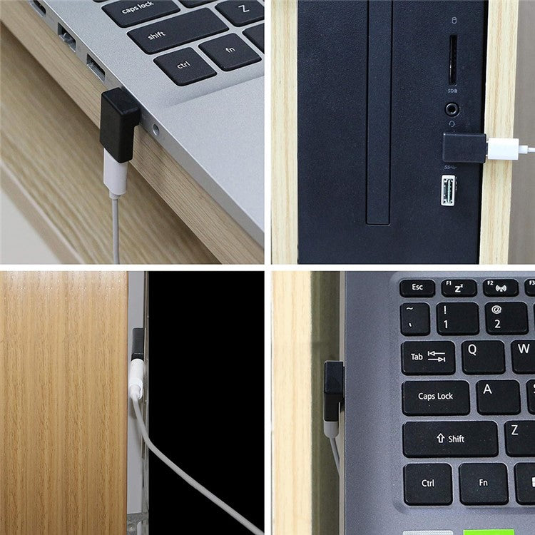 ENKAY HAT PRINCE 2Pcs 90 Degree USB 3.0 Male to Type-C Female Converter Right Angle Mini Adapter