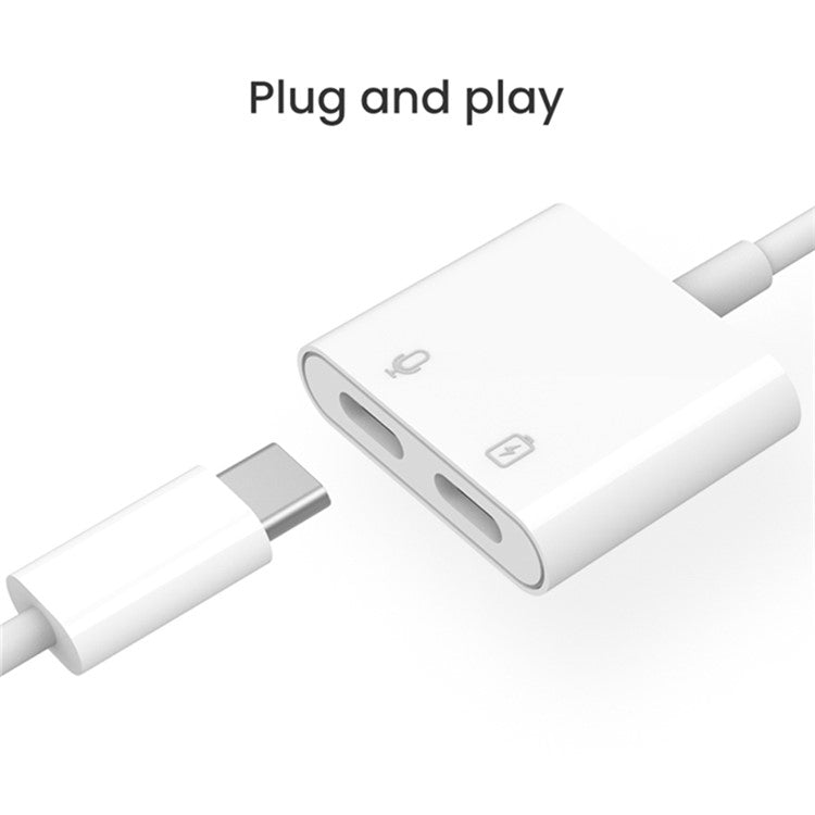 MH-CM36S 60W Type-C Male to Dual Type-C Female Adapter Charging Cable Earphone Connector