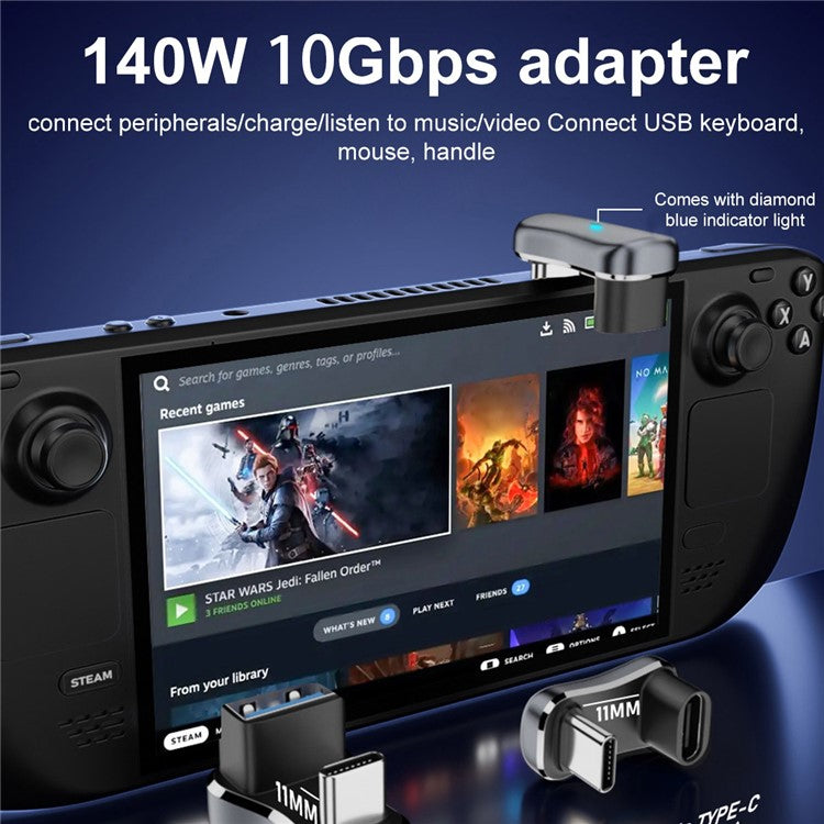 140W 10Gbps Type-C Male to USB Female Adapter U-Shaped Elbow USB3.1 Charging Cable Converter