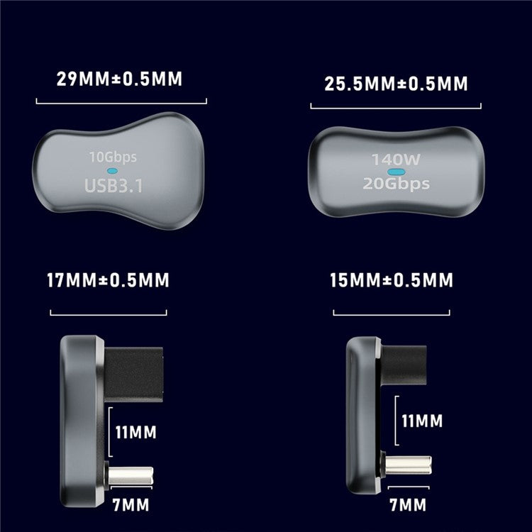 140W 10Gbps Type-C Male to USB Female Adapter U-Shaped Elbow USB3.1 Charging Cable Converter