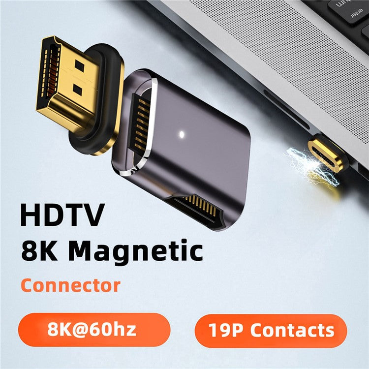 Straight Head HDMI 2.1 Adapter Support 8K 60Hz 48Gbps Magnetic Converter for UHD HDTV Monitor