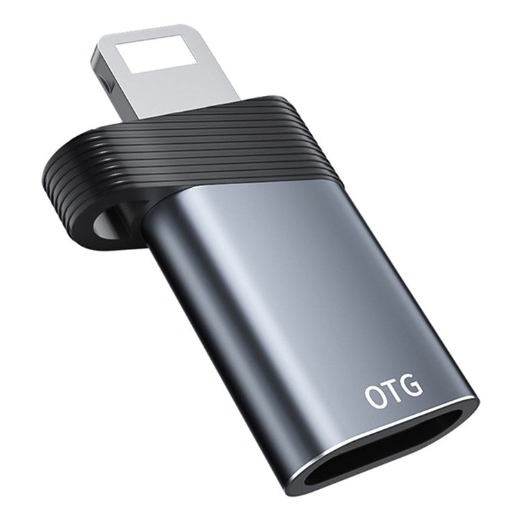ADS-616B Lightning Male to Type-C Female Mini Converter Portable OTG Adapter - Grey
