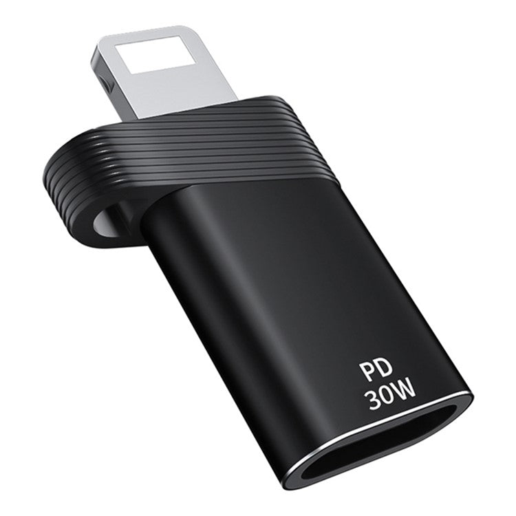 ADS-616A For iPhone / iPad 8Pin Lighting Male to USB-C Female Adapter Support PD 30W Fast Charging and Data Transfer - Black