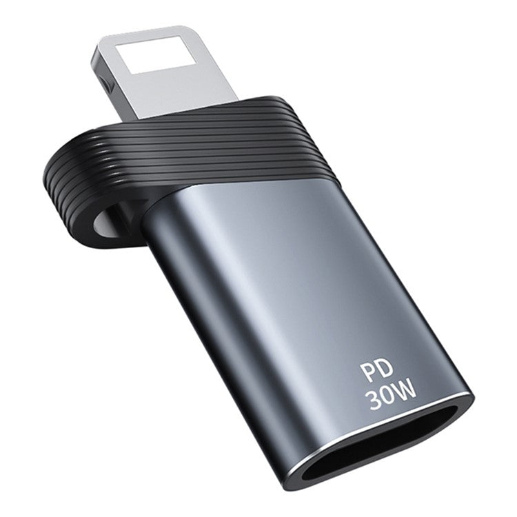 ADS-616A For iPhone / iPad 8Pin Lighting Male to USB-C Female Adapter Support PD 30W Fast Charging and Data Transfer - Grey