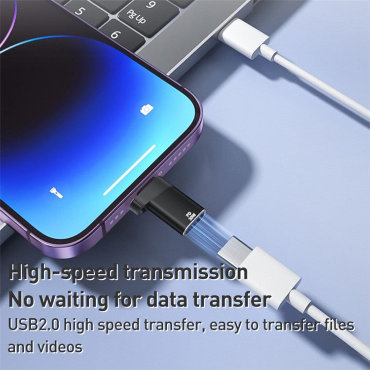 ADS-616A For iPhone / iPad 8Pin Lighting Male to USB-C Female Adapter Support PD 30W Fast Charging and Data Transfer - Grey