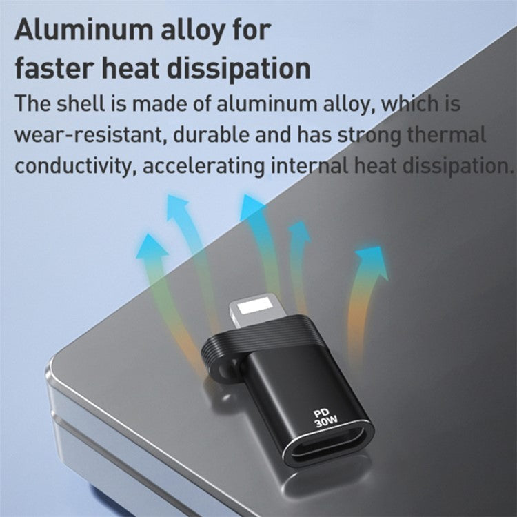 ADS-616A For iPhone / iPad 8Pin Lighting Male to USB-C Female Adapter Support PD 30W Fast Charging and Data Transfer - Silver