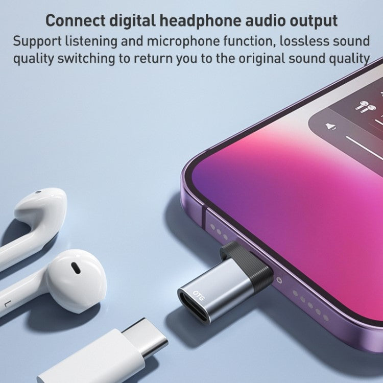 ADS-615 PD 60W Fast Charging Type-C Male to iP Female Adapter Cell Phone Converter for iPhone, MacBook - Tarnish