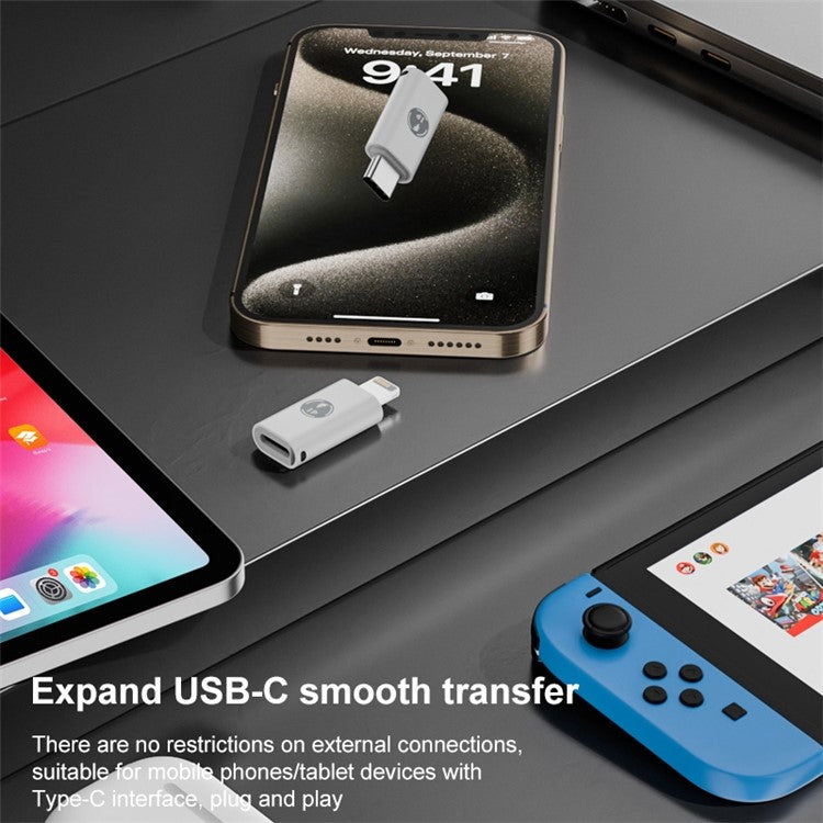 ABS Charging Adapter Type-C Male to iP Female Converter Fast Data Transfer Speed