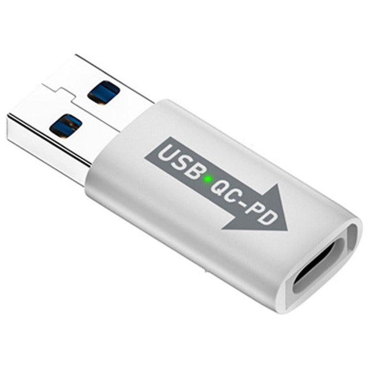 AM / CF-OC-PD USB-A QC3.1 to Type-C PD Converter LED Indicator 10Gbps USB Adapter - Silver