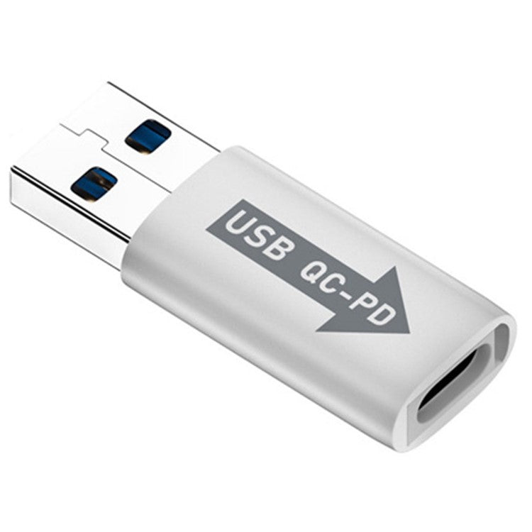 AM / CF-OC-PD USB-A QC3.1 to Type-C PD Converter Adapter with 10Gbps Data Transfer - Silver