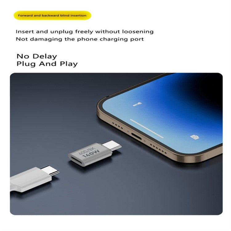 40Gbps USB 3.1 Type-C Male to Female Mini Converter 8K 140W Charging Adapter