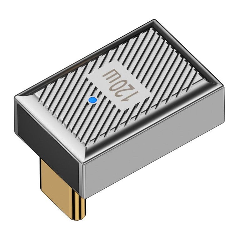 120W 10Gbps USB-A 3.1 Female to Type-C Male Up Angled OTG Adapter - Silver