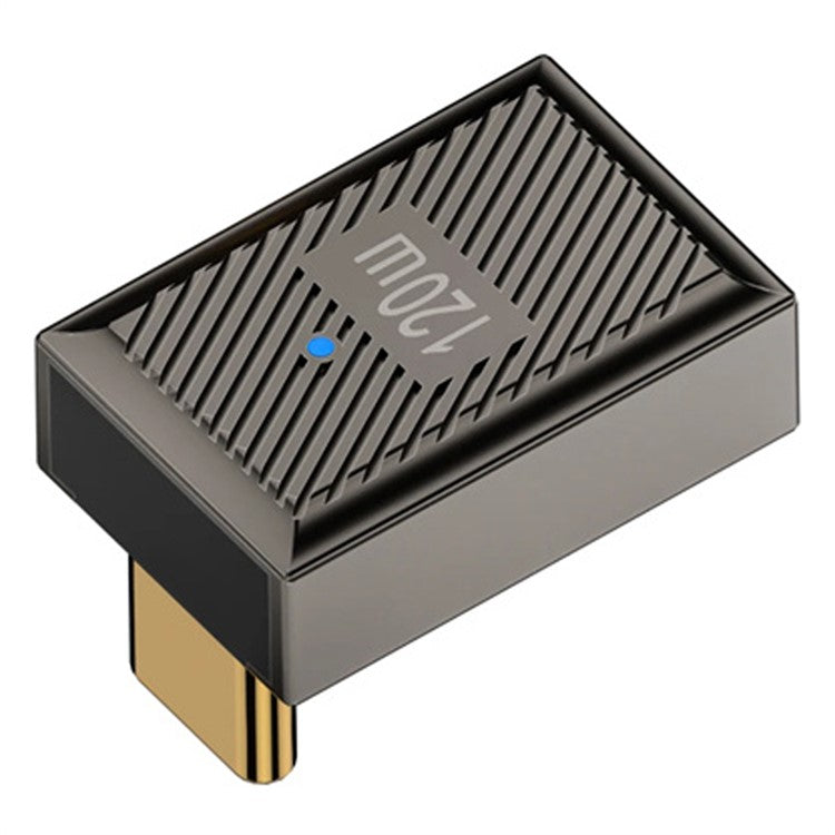 120W 10Gbps USB-A 3.1 Female to Type-C Male Up Angled OTG Adapter - Dark Grey