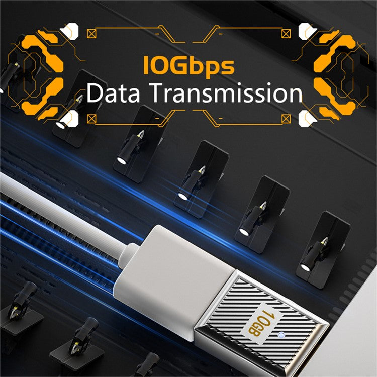 10Gbps Data Transfer USB-A 3.1 Female to Type-C Female 120W OTG Adapter - Silver