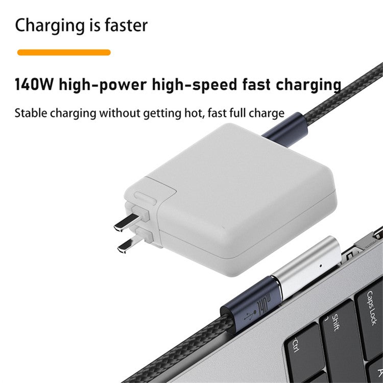 Middle Bend PD 140W USB-C to Magnetic 3 Adapter for MacBook Charging Right Angle Converter