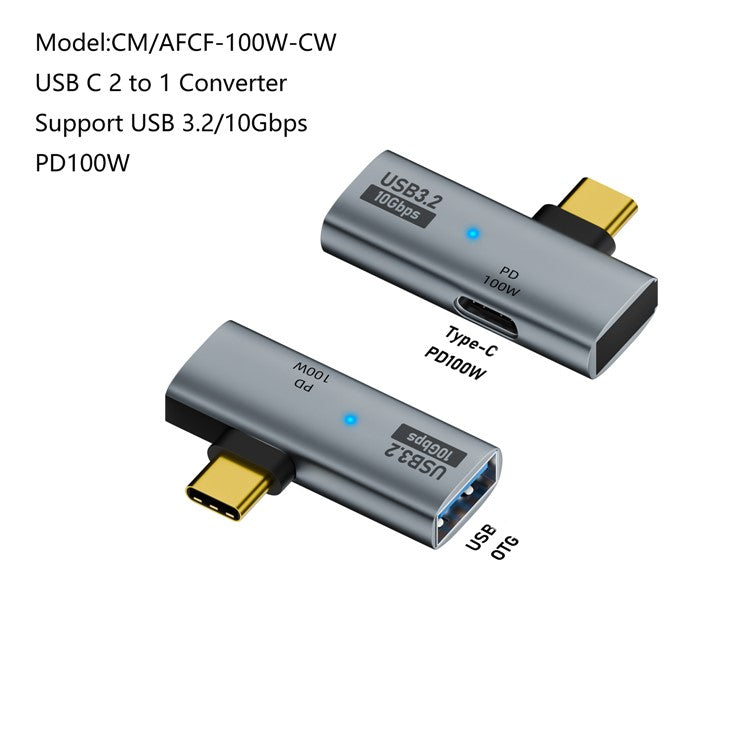 USB 3.2 Adapter Type-C to USB-A / USB-C Adapter 10Gbps OTG USB-C 2 to 1 Converter with PD 100W Charge