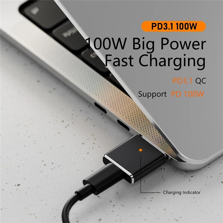 Compatible with MagSafe 3 USB-C Female to Magnetic PD 100W Charging Adapter for MacBook - Dark Grey